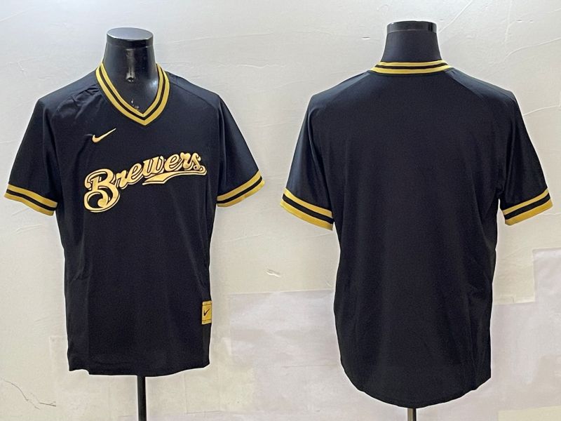 Men Milwaukee Brewers Blank Black Gold Game 2025 Nike MLB Jersey style 1->milwaukee brewers->MLB Jersey